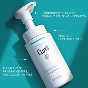Curel foam texture lather illustrating rich cushion for delicate cleansing