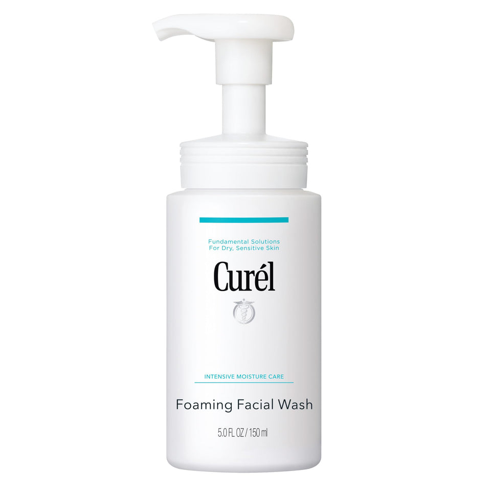 Curel foaming face wash front packaging showing gentle cleanser benefits