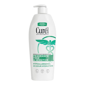 Curel front packaging 13 oz showing unscented lotion and benefits