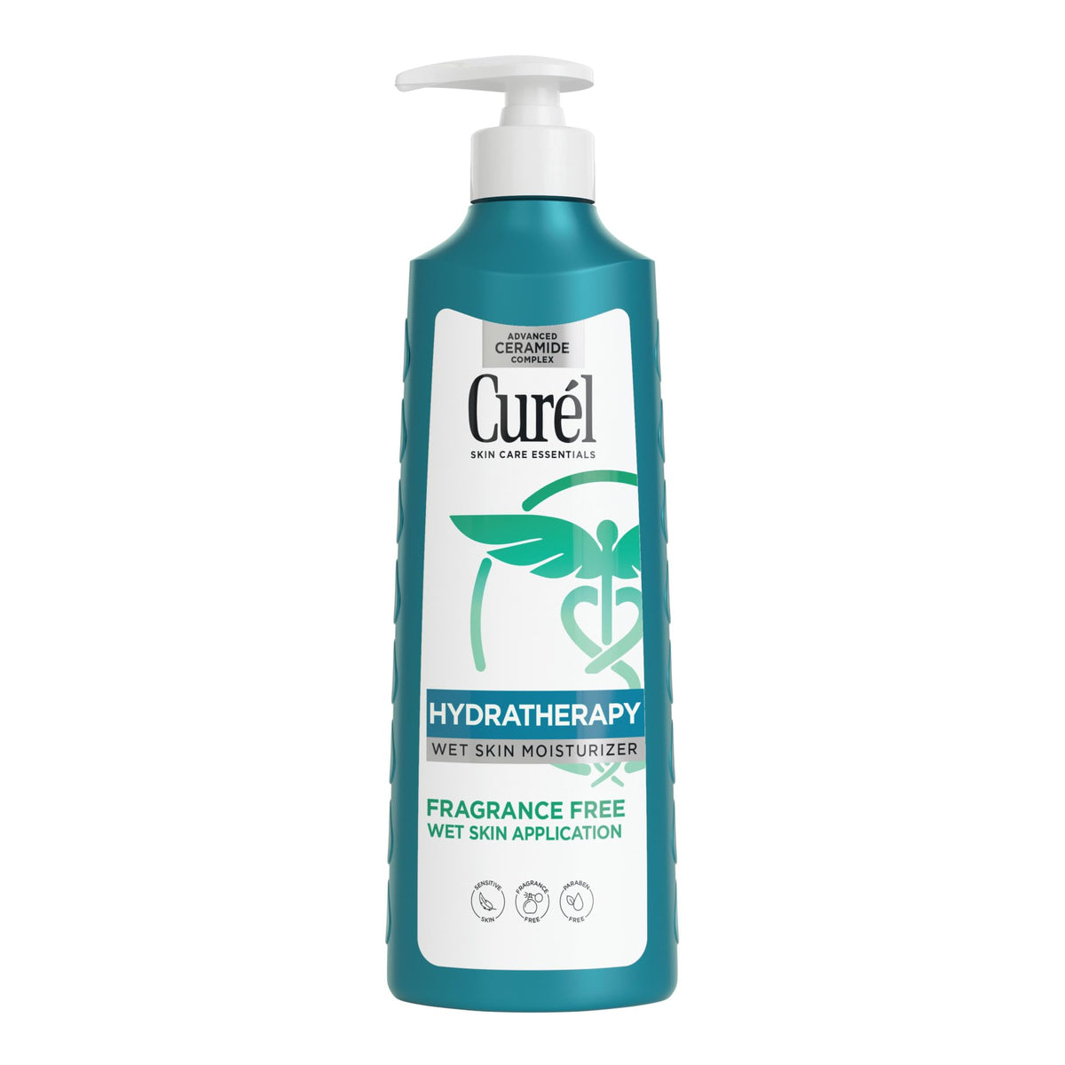 Curel bottle front view showing product and quick in-shower hydration benefit