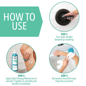 Curel back panel with directions and benefits for sensitive skin users