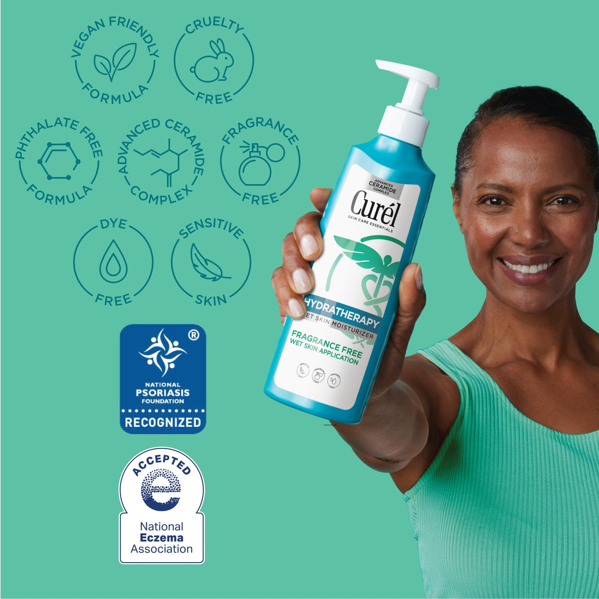 Curel lotion texture on palm close-up demonstrating fast absorption
