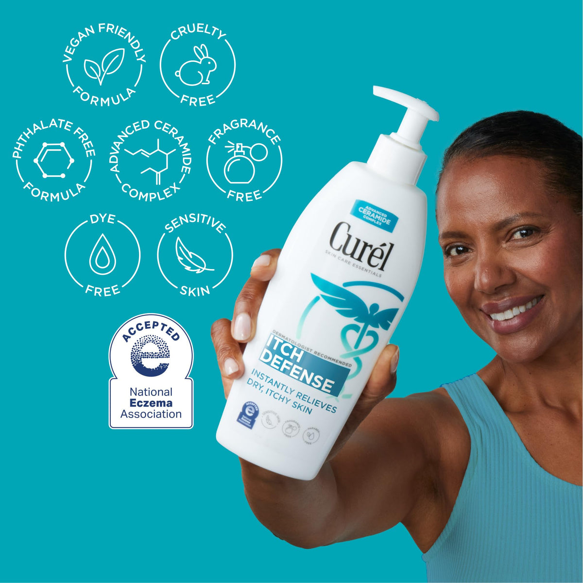 Curel creamy lotion texture close-up illustrating fast absorption benefit