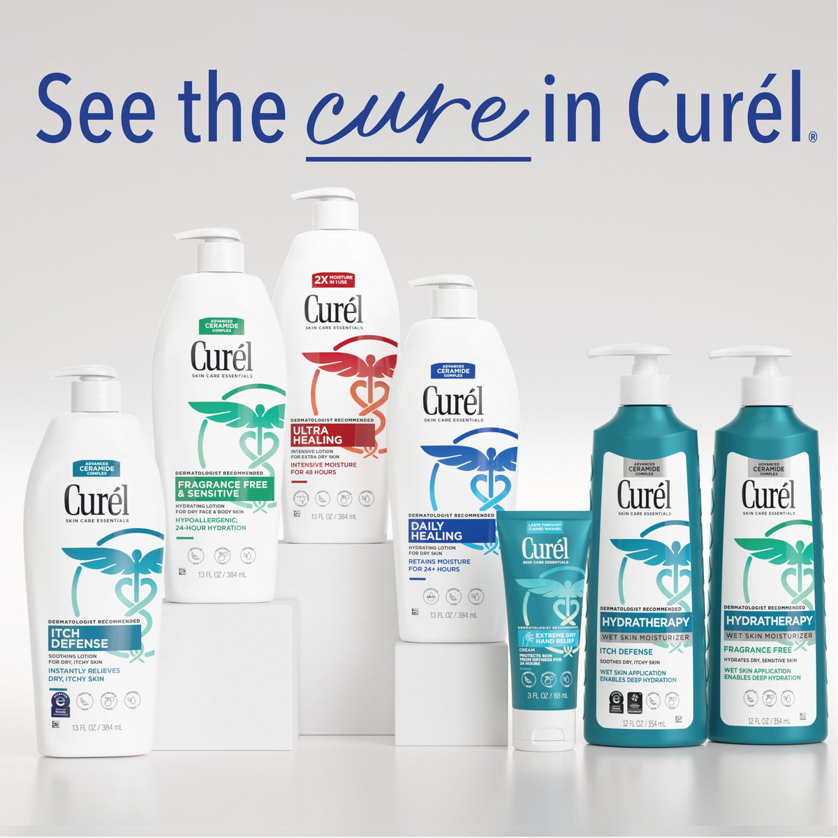 Curel lotion smoothing over dry elbow to restore softness