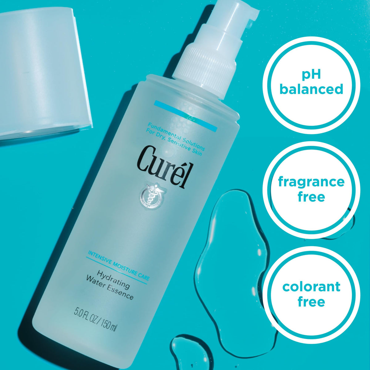Curel texture close-up revealing watery serum consistency for fast skin delivery