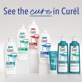 Curel travel kit and purse staging showing portability and on-the-go hydration benefit