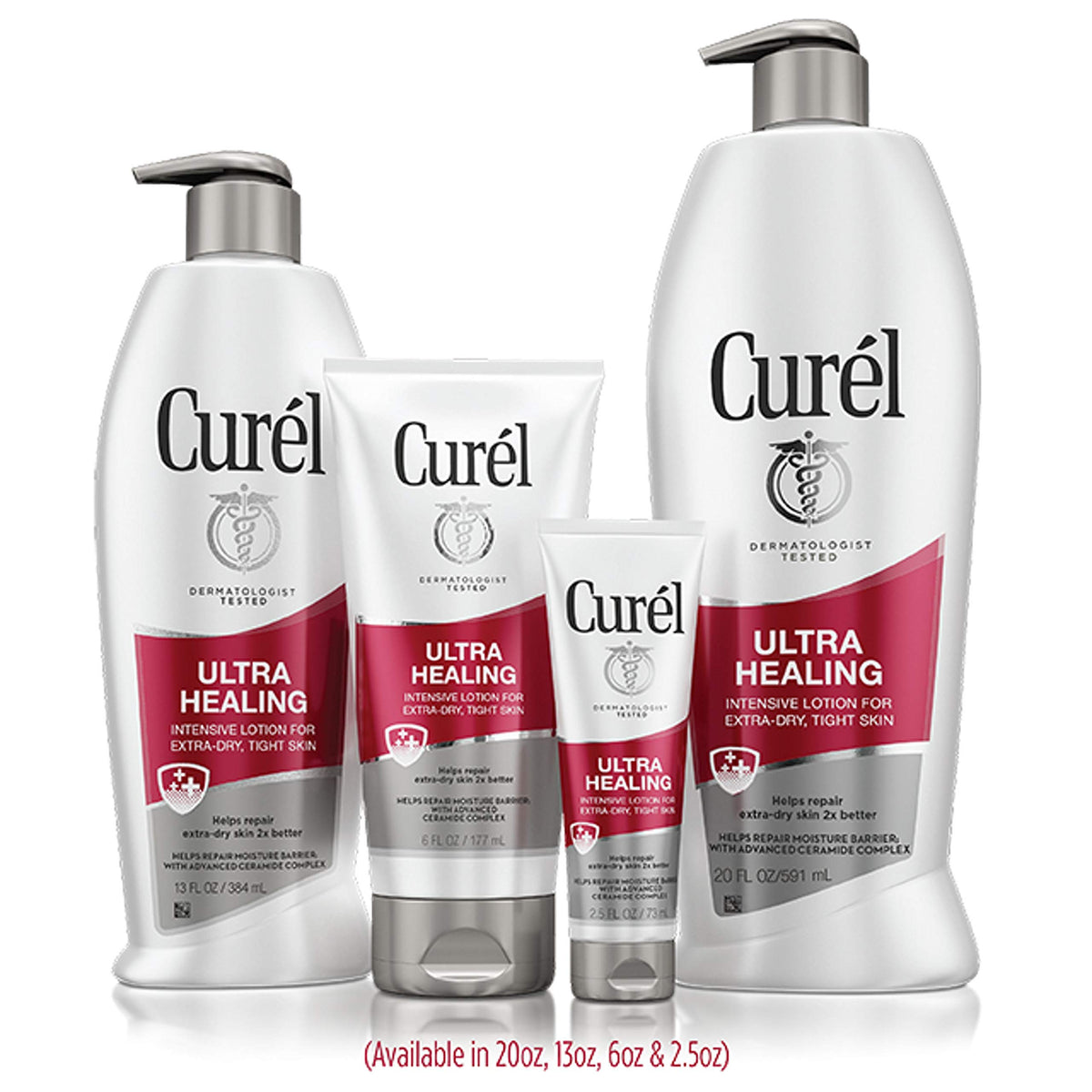 Curel two 6 oz tubes side by side showing pack size and travel-friendly benefit