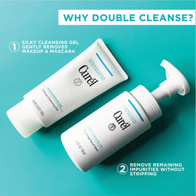 Curel paired with Makeup Cleansing Gel showing two-step double-cleansing