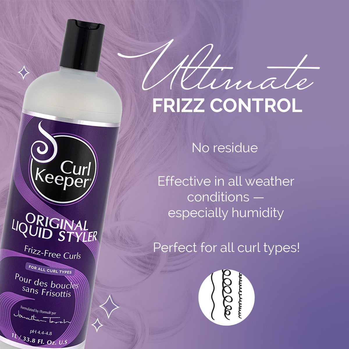 Curl Keeper cream-like liquid texture close-up highlighting lightweight glide benefit