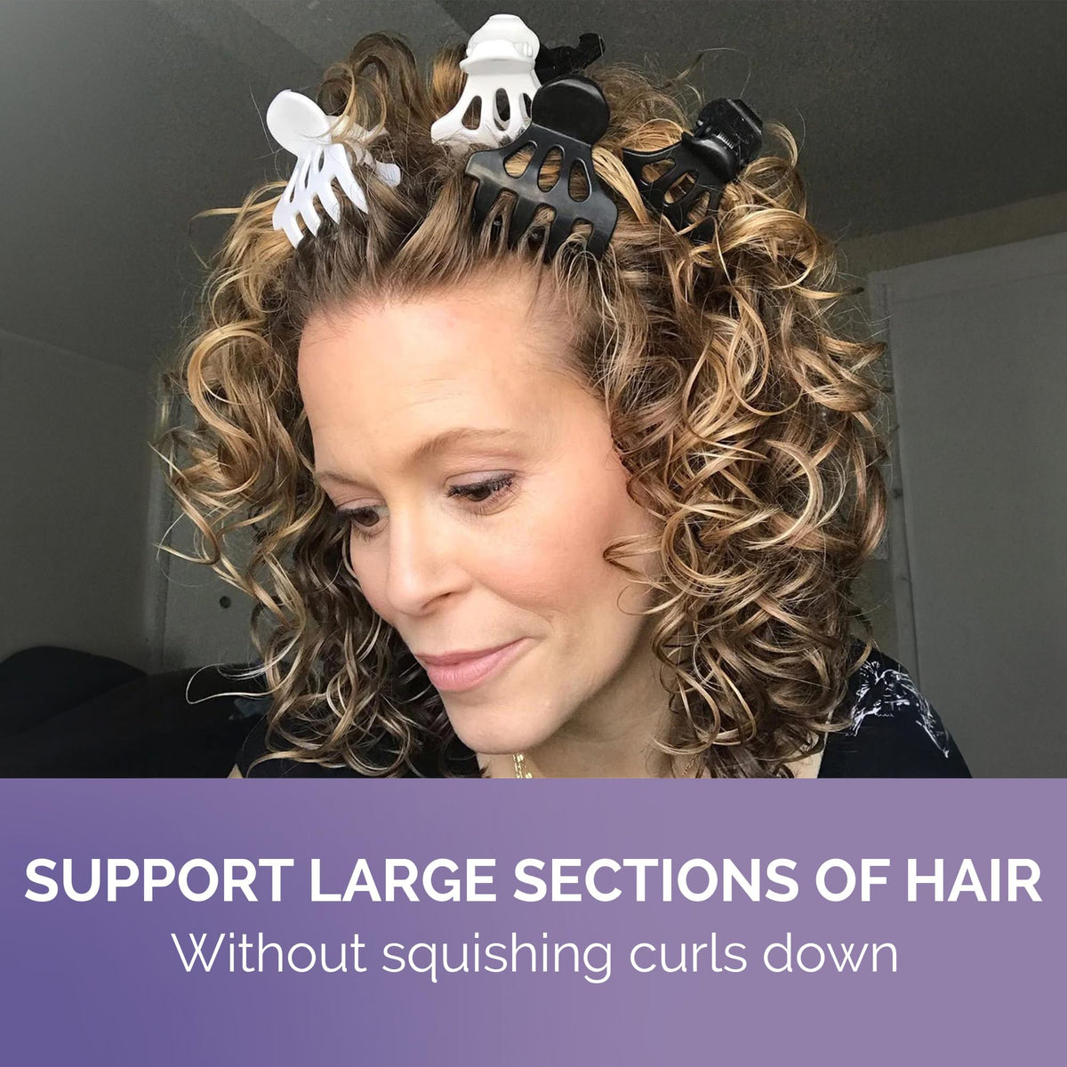 Curl Keeper clips staged with Curl Keeper Flexy Brush for coordinated styling