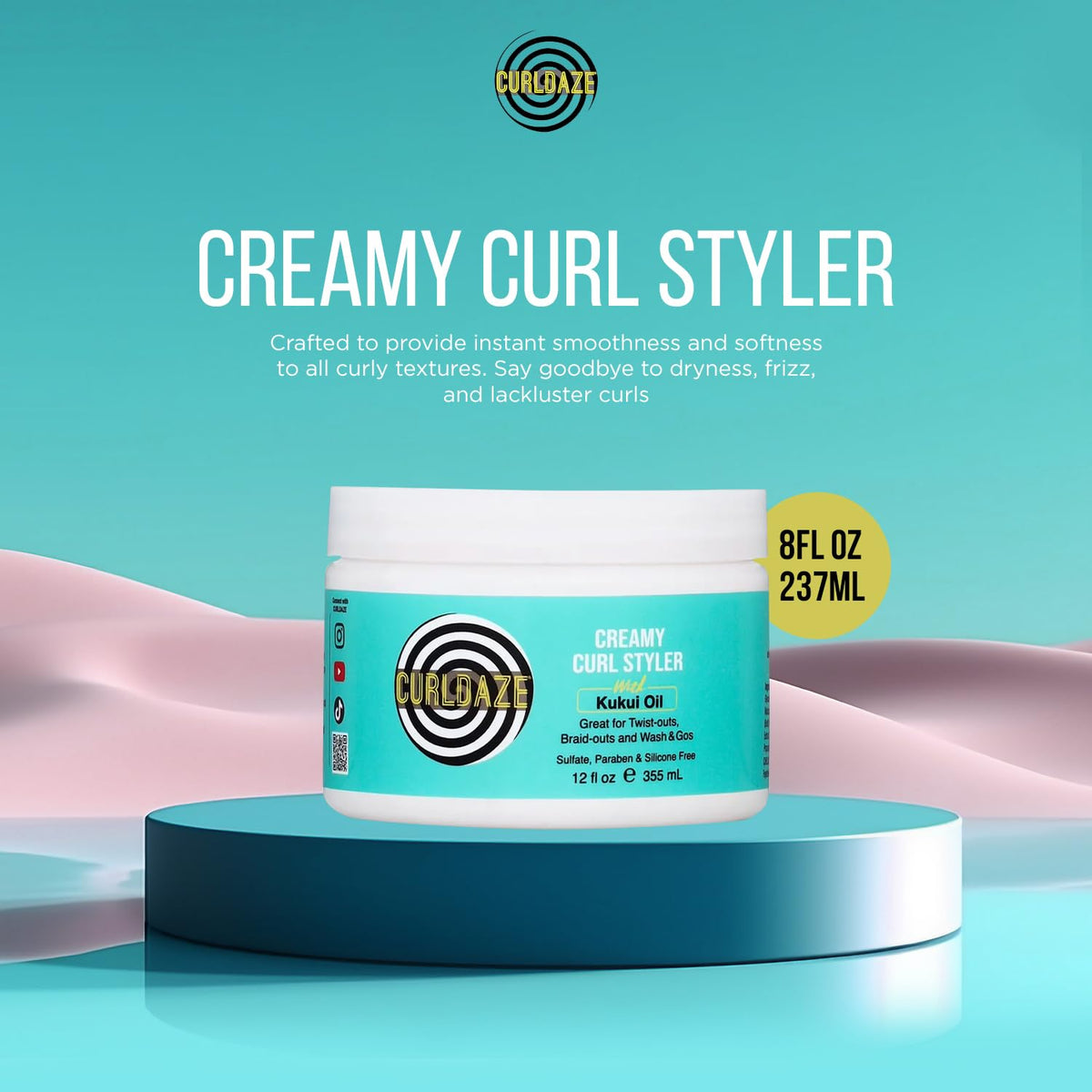 Curldaze cream texture close-up displaying smooth moisturizing consistency