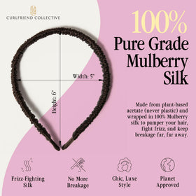 Curlfriend Collective close-up showing Mulberry silk texture benefit: smooth low-friction surface