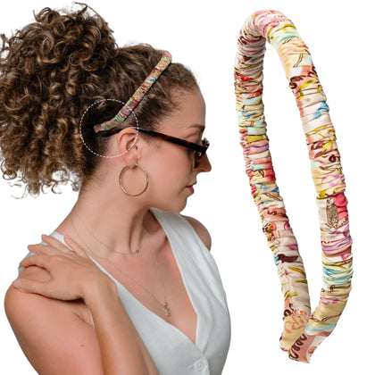 Curlfriend Collective front view showing silk headband and elegant finish benefit: polished look