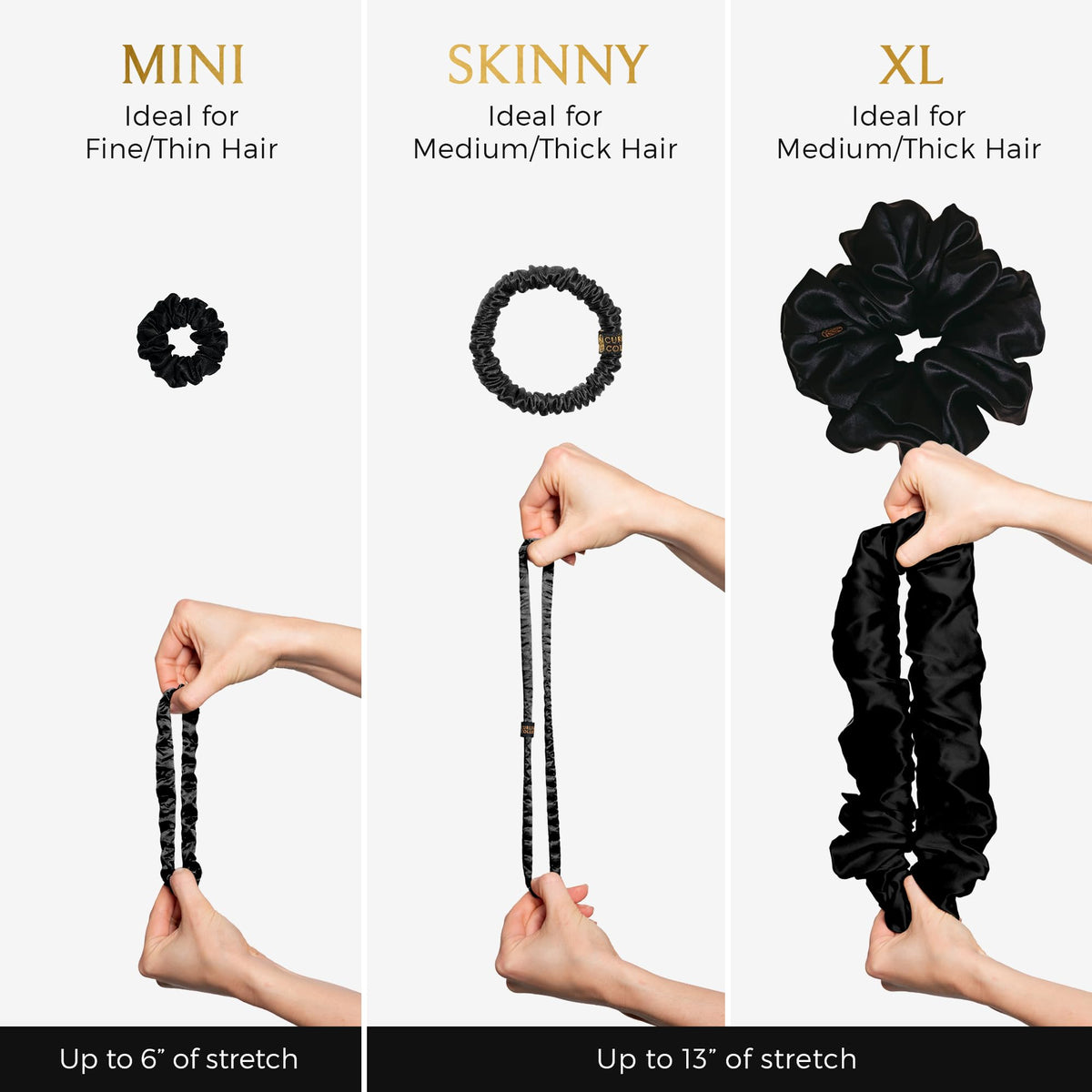 Curlfriend Collective scrunchies arranged on vanity to show everyday styling versatility