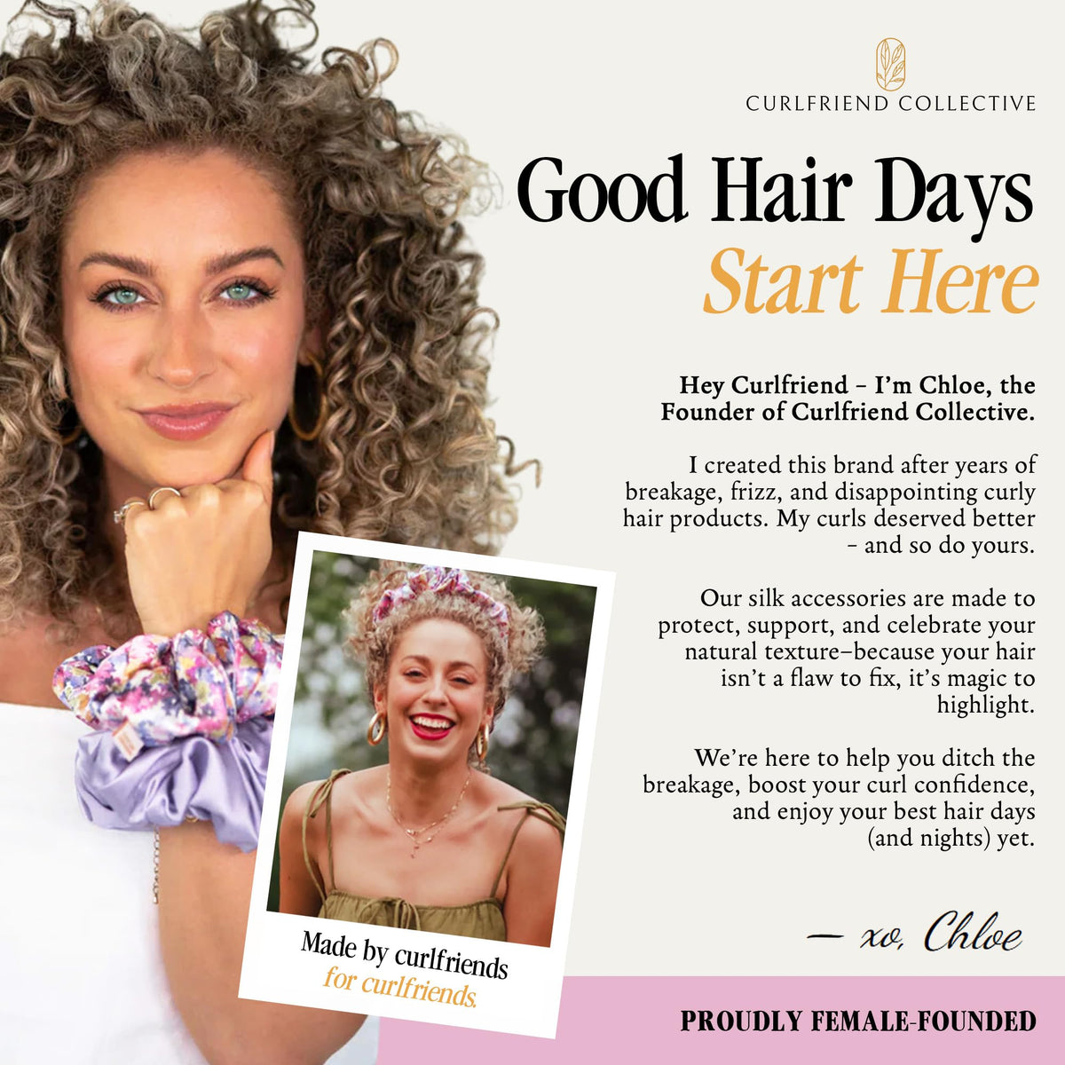 Curlfriend Collective towel on bathroom vanity beside skincare items for multi-tasking comfort