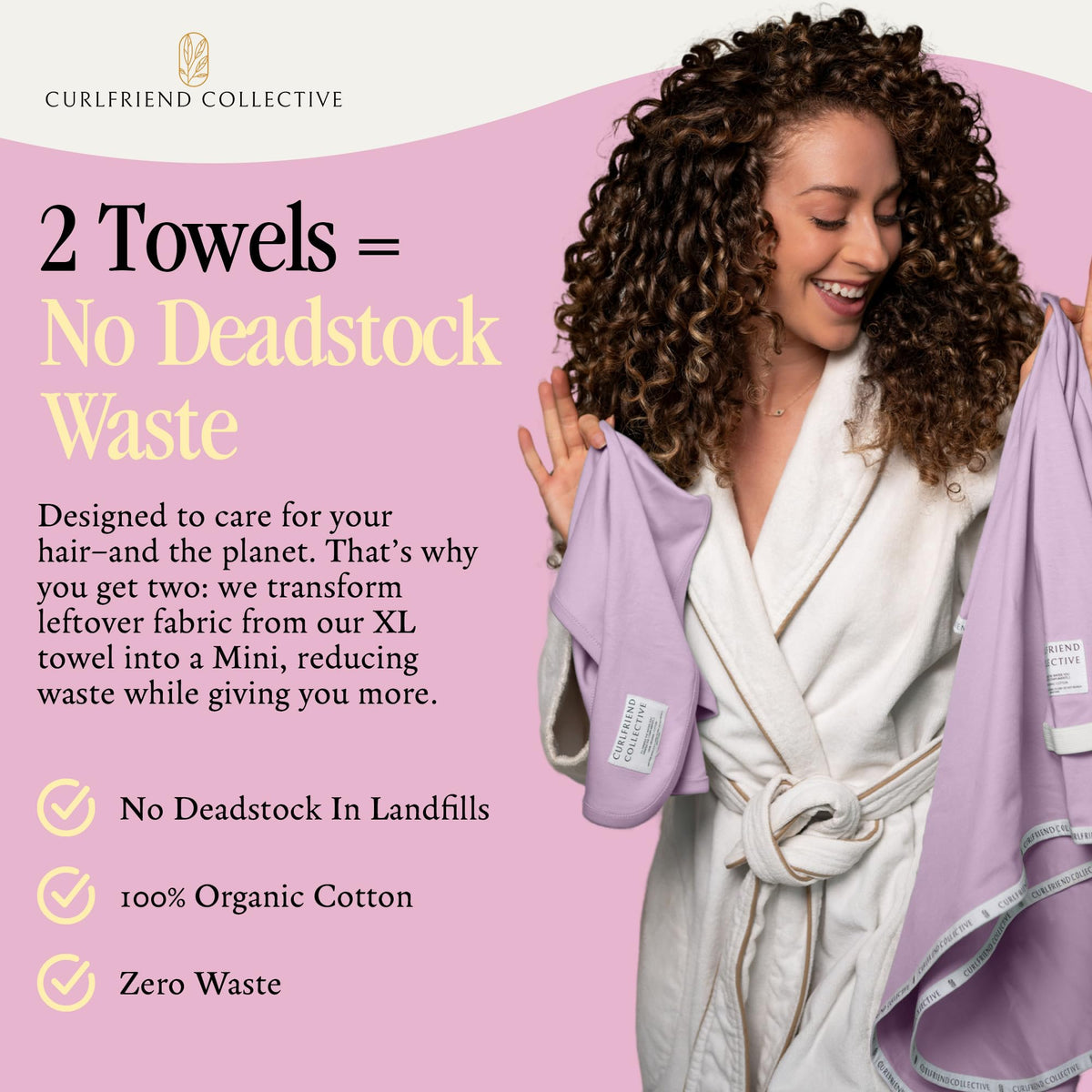 Curlfriend Collective lifestyle bathroom scene with towel duo used after shower