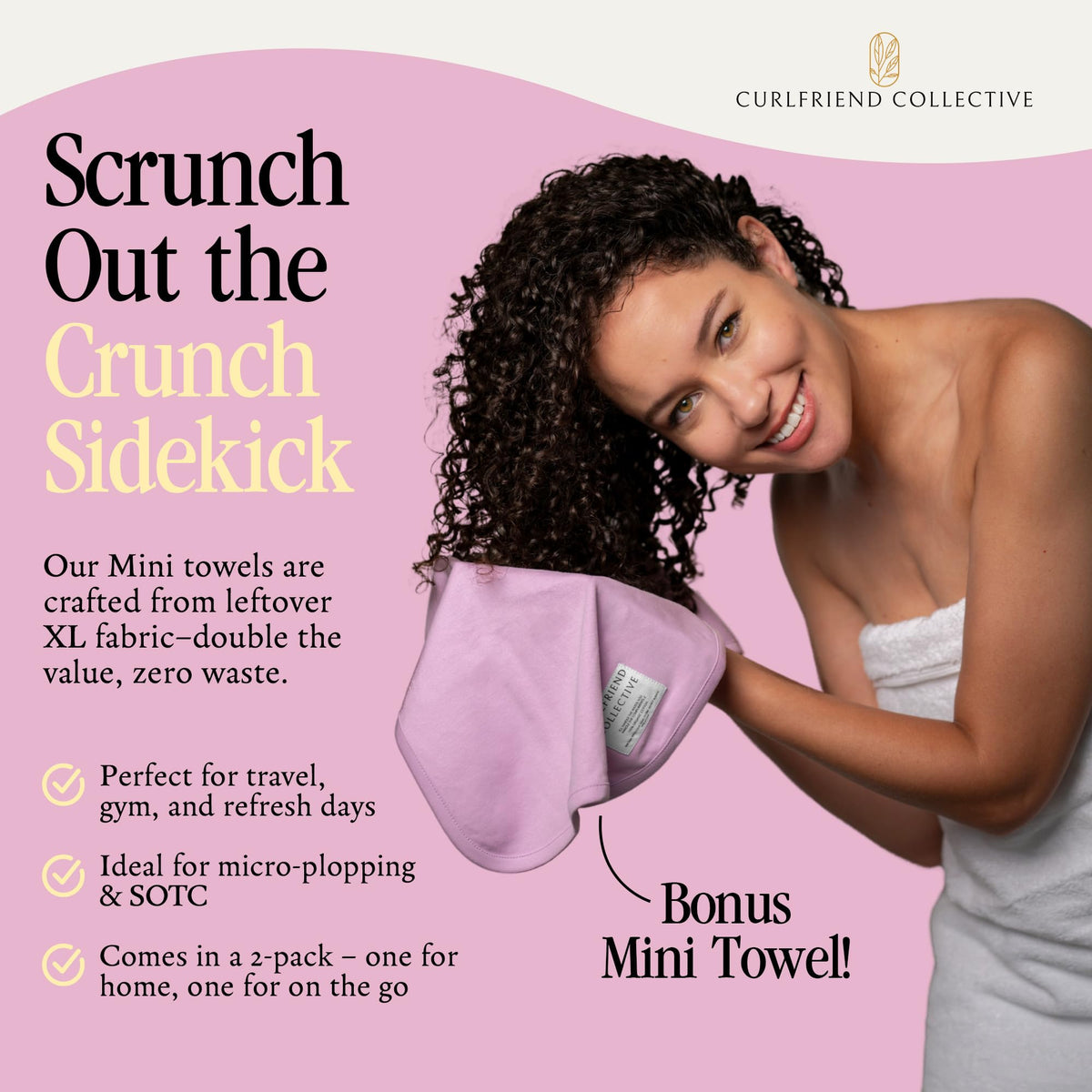 Curlfriend Collective wrap secured with twist and tuck for long-lasting hold