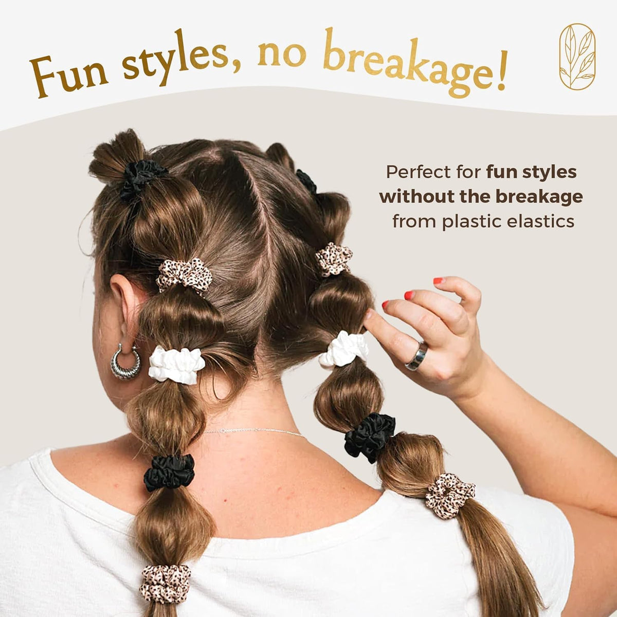 Curlfriend Collective scrunchies on pillow in sleep setup illustrating crease-free overnight care