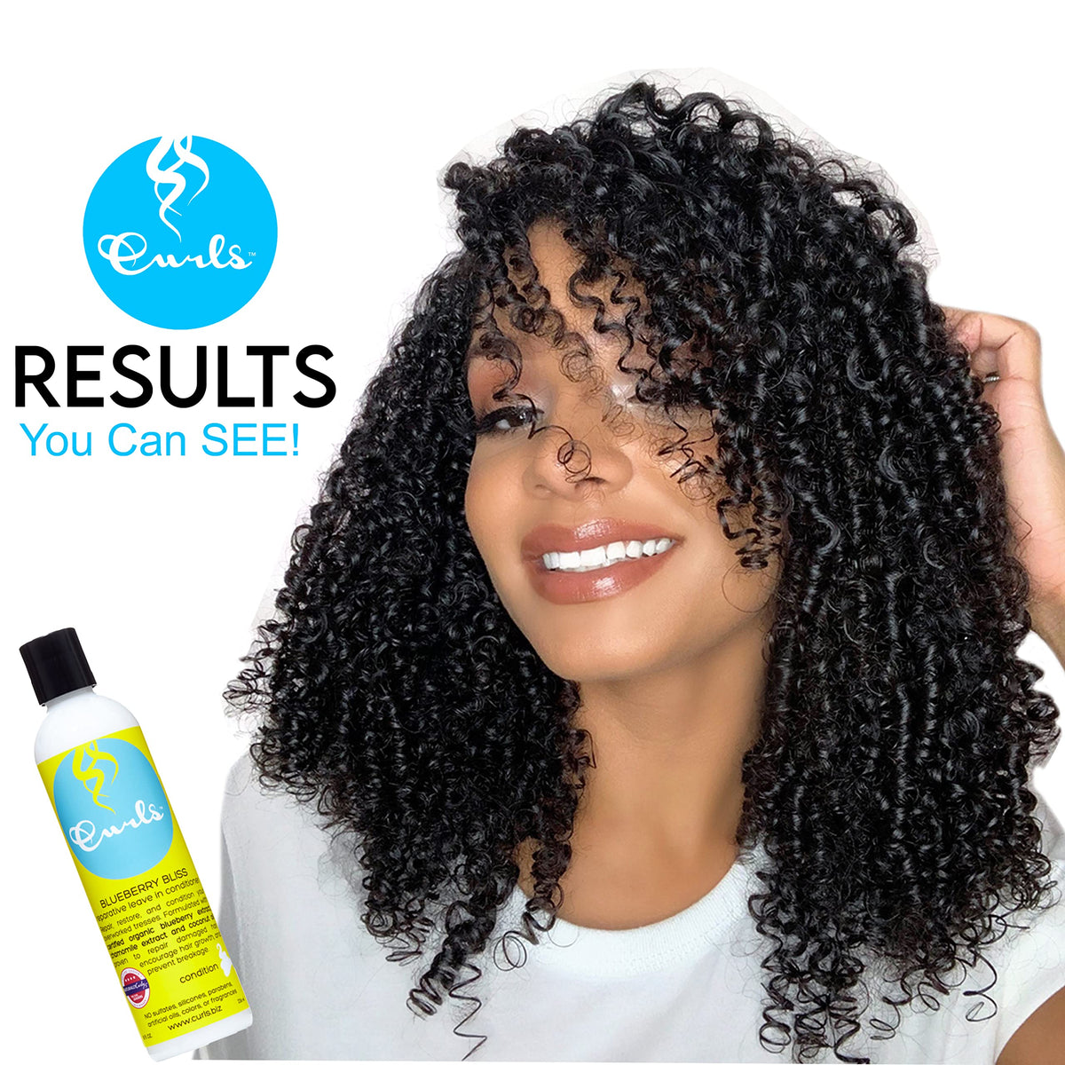 Curls Blueberry Bliss application to wet hair improving manageability and moisture