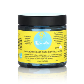 Curls Blueberry Bliss jar front view showing label and size for easy identification