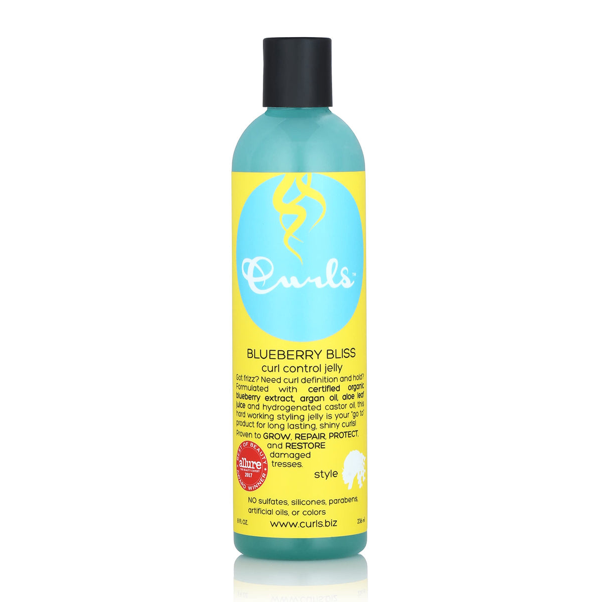 Curls Blueberry Bliss front packaging showing brand and product benefits