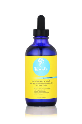 Curls blueberry bliss front packaging showing bottle for daily scalp nourishment
