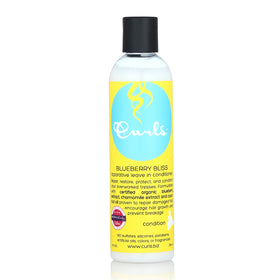 Curls Blueberry Bliss front packaging showing bottle and branding benefits