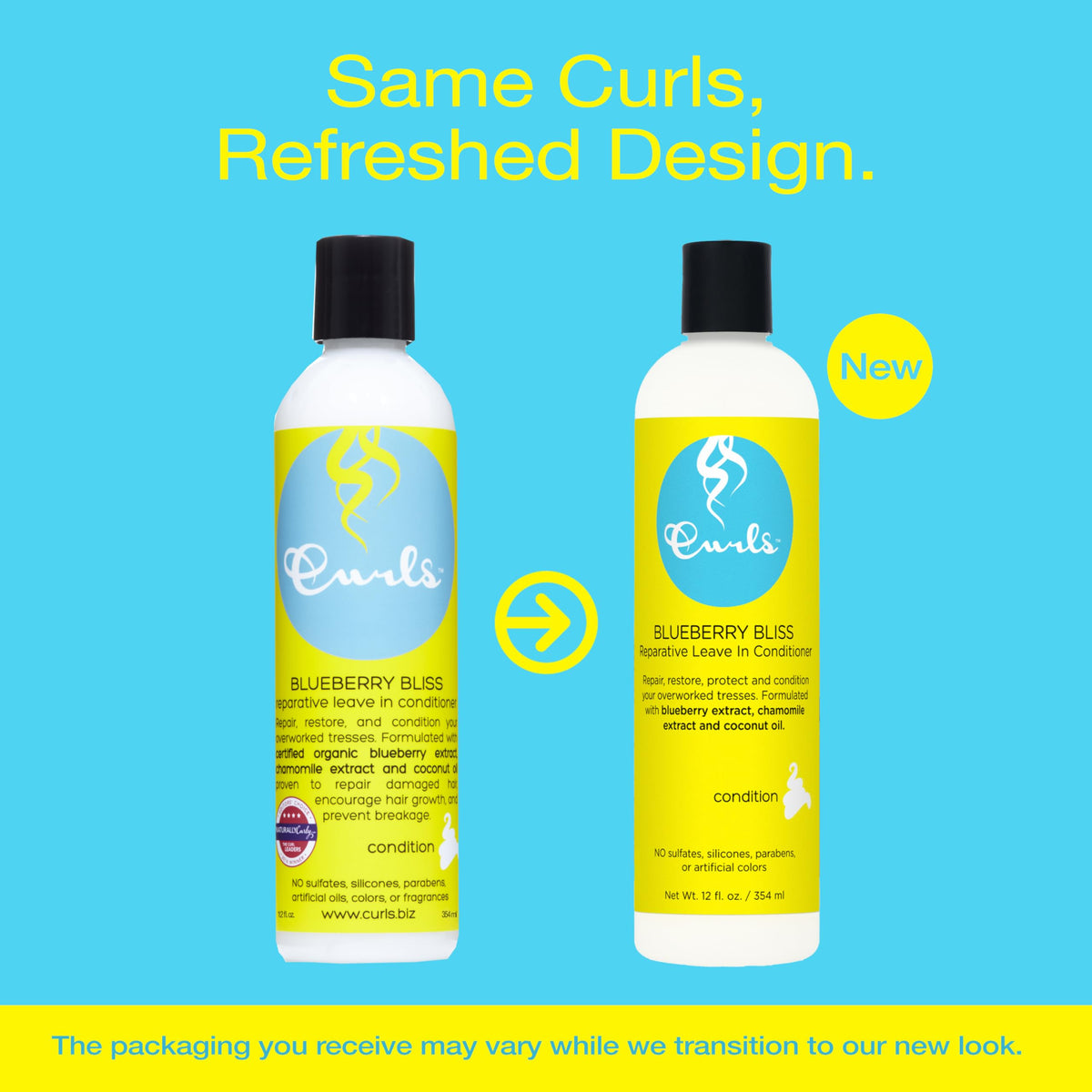 Curls Blueberry Bliss texture pour demonstrating creamy slip for detangling