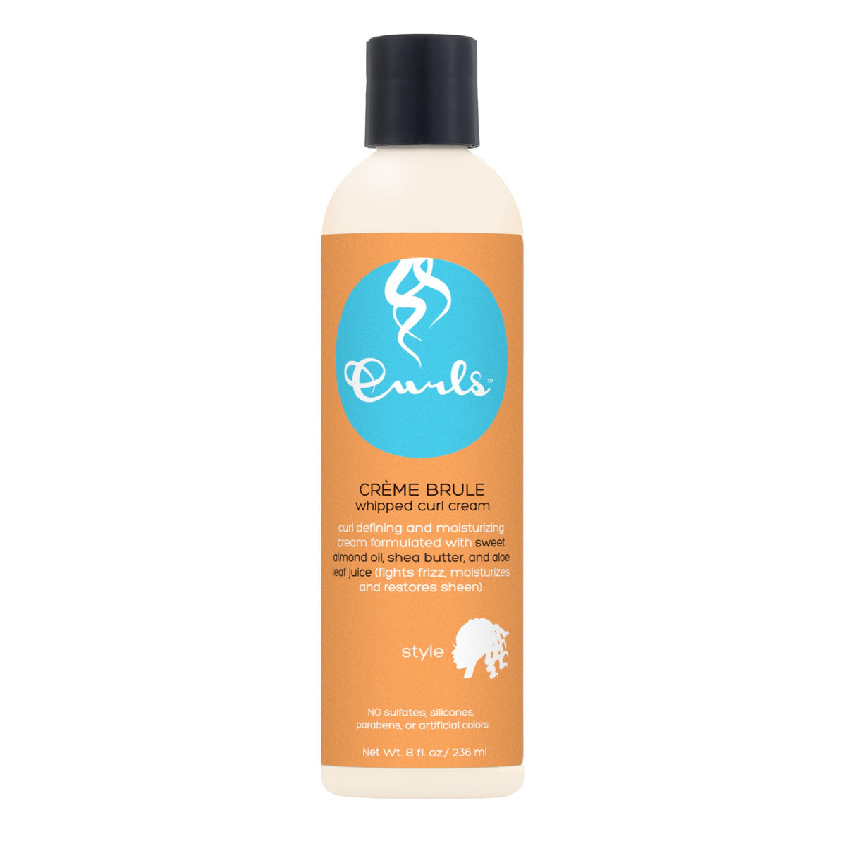 Curls Crème Brule front jar showing label and 8oz size for clear product identification