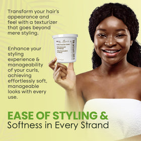 Curls & Naturals cream texture close-up highlighting smooth formula and moisturizing feel