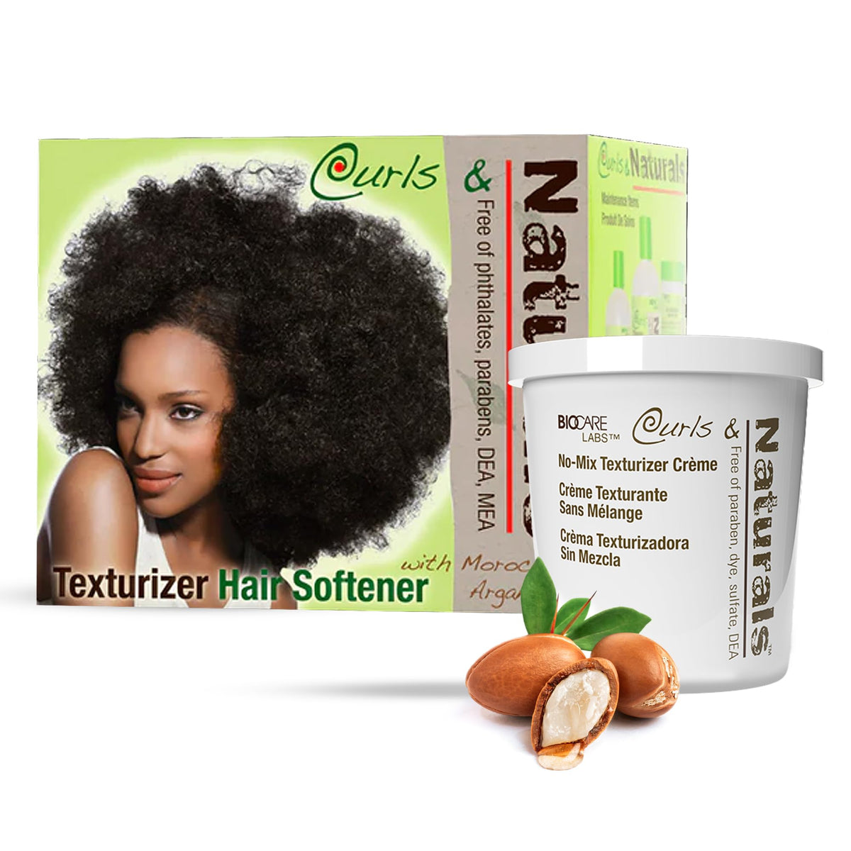 Curls & Naturals front packaging showing kit components for easy identification and choice