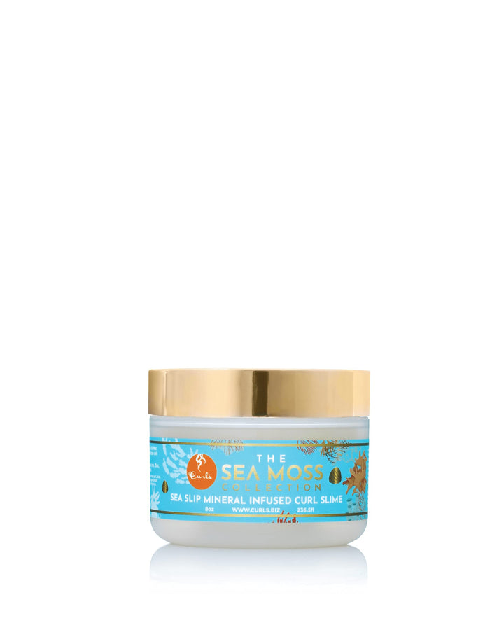 Curls jar front label showing Sea Moss Curl Shine Jelly benefit