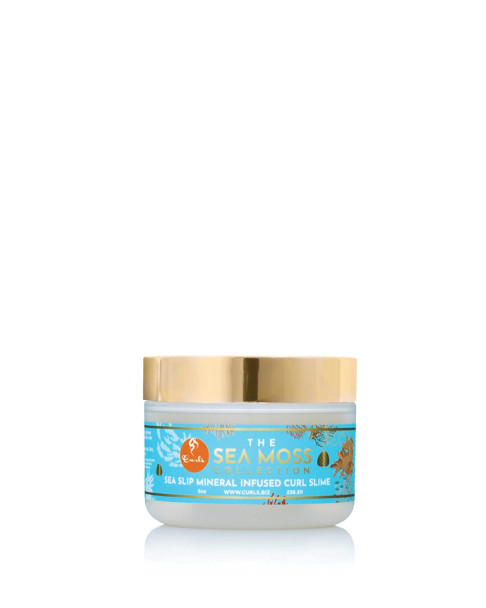 Curls jar front label showing Sea Moss Curl Shine Jelly benefit