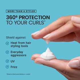 CURLSMITH applied to damp curls demonstrating definition and reduced frizz
