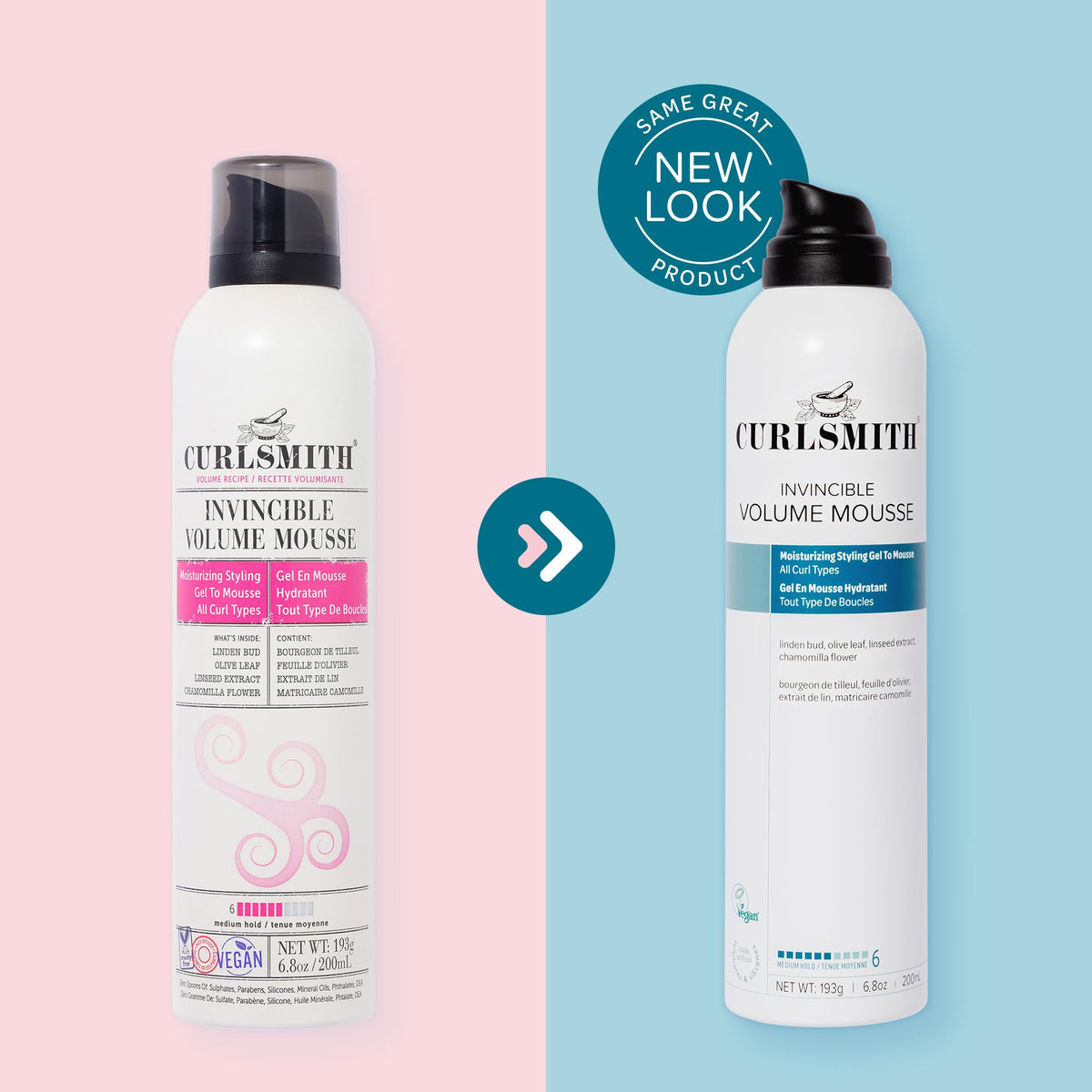 CURLSMITH before and after showing increased curl volume and thickness