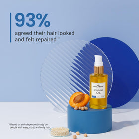 CURLSMITH Bonding Oil held in hand to show 2 oz size and portability