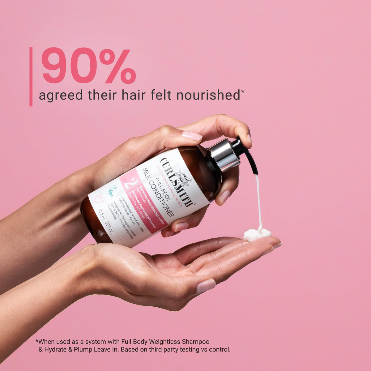 CURLSMITH label detail showing vegan and color-safe claims for ingredient transparency
