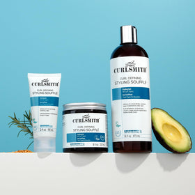 CURLSMITH on bathroom shelf in lifestyle scene showing daily-use appeal