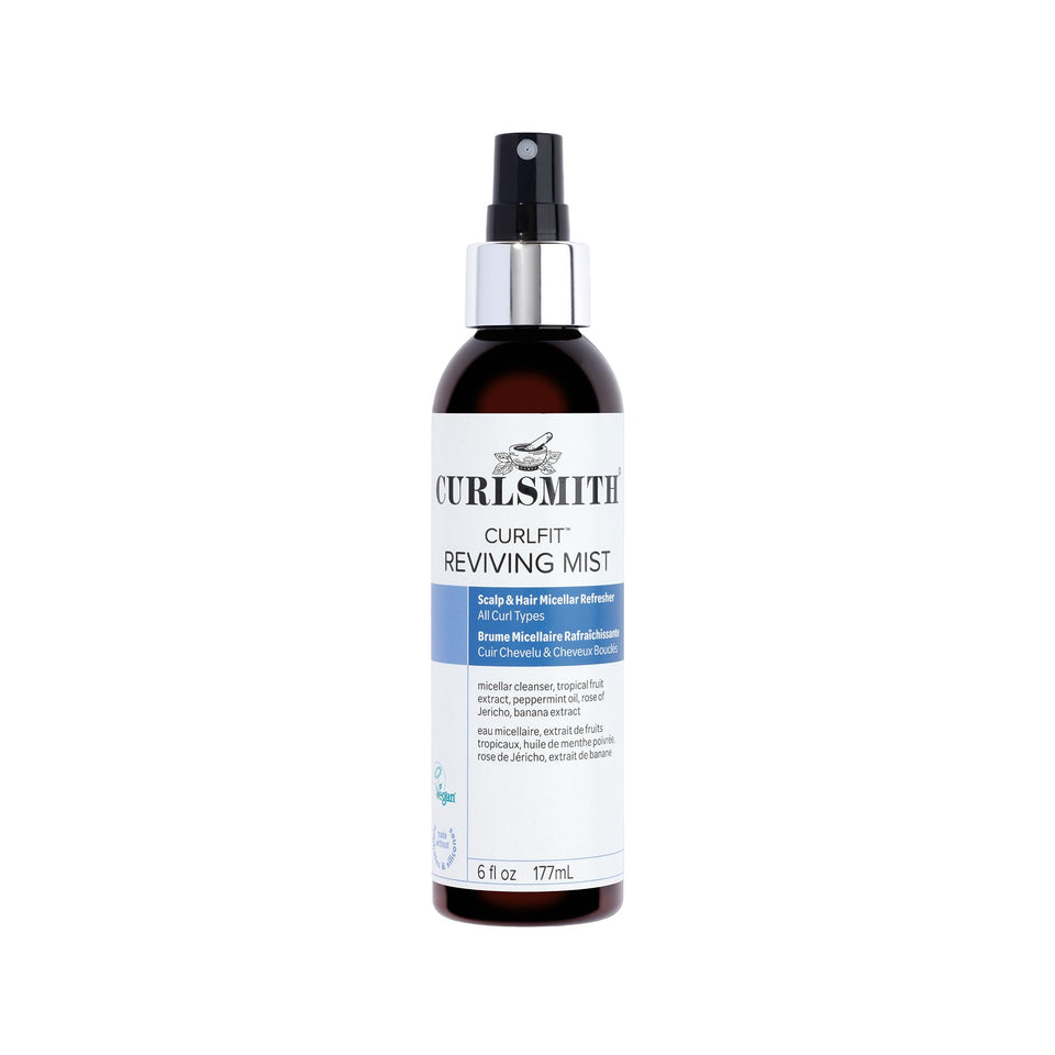 CURLSMITH front packaging showing CurlFit Reviving Mist benefits