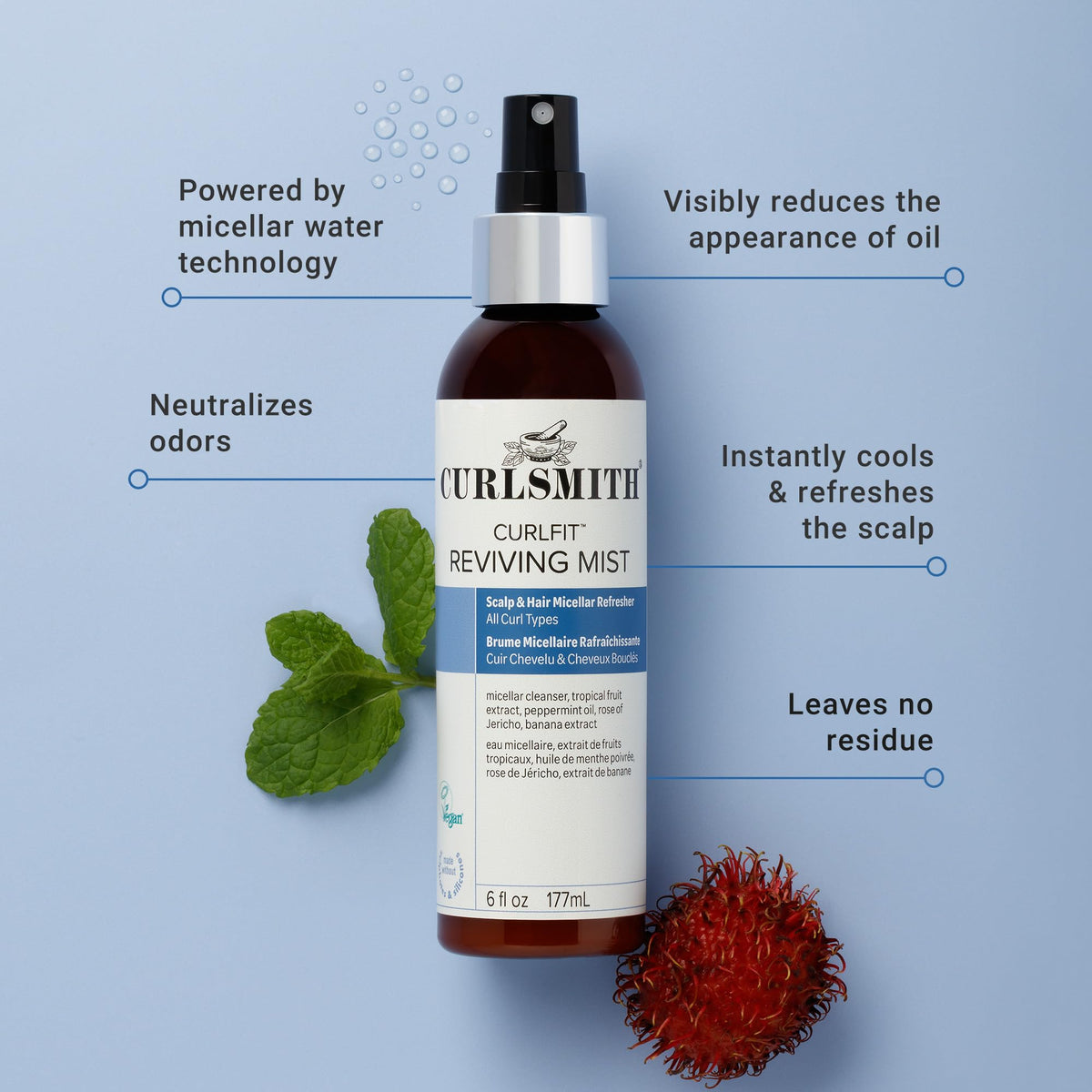 CURLSMITH close-up mist spray nozzle delivering fine, even coverage