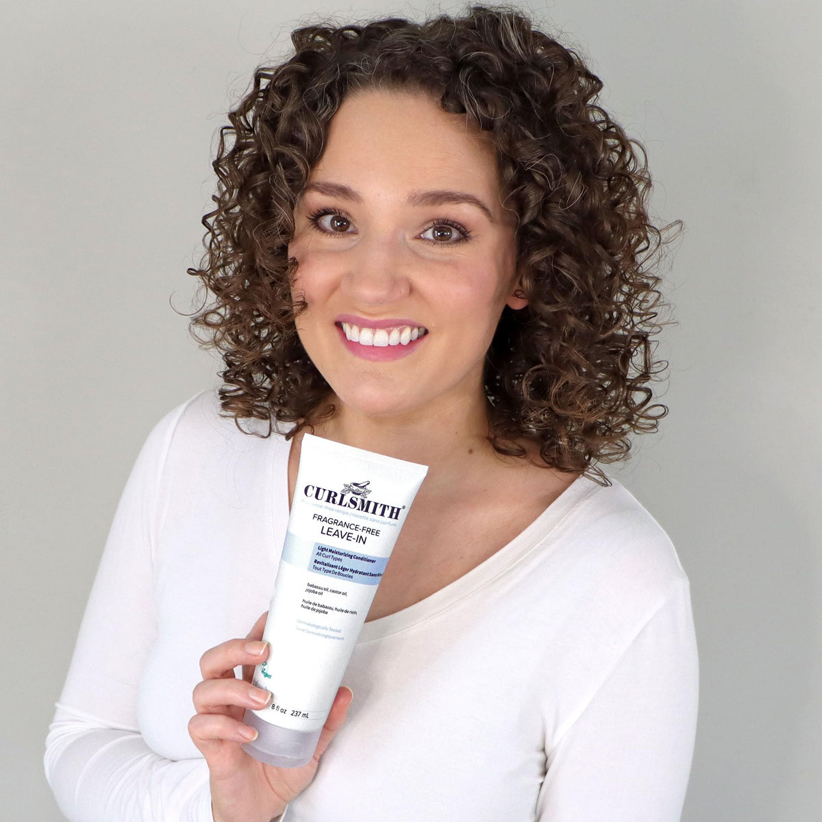 CURLSMITH dermatologist-tested badge signaling gentle formula for sensitive scalps