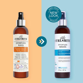 CURLSMITH bottle label detail showing vegan and cruelty-free certifications and ingredients