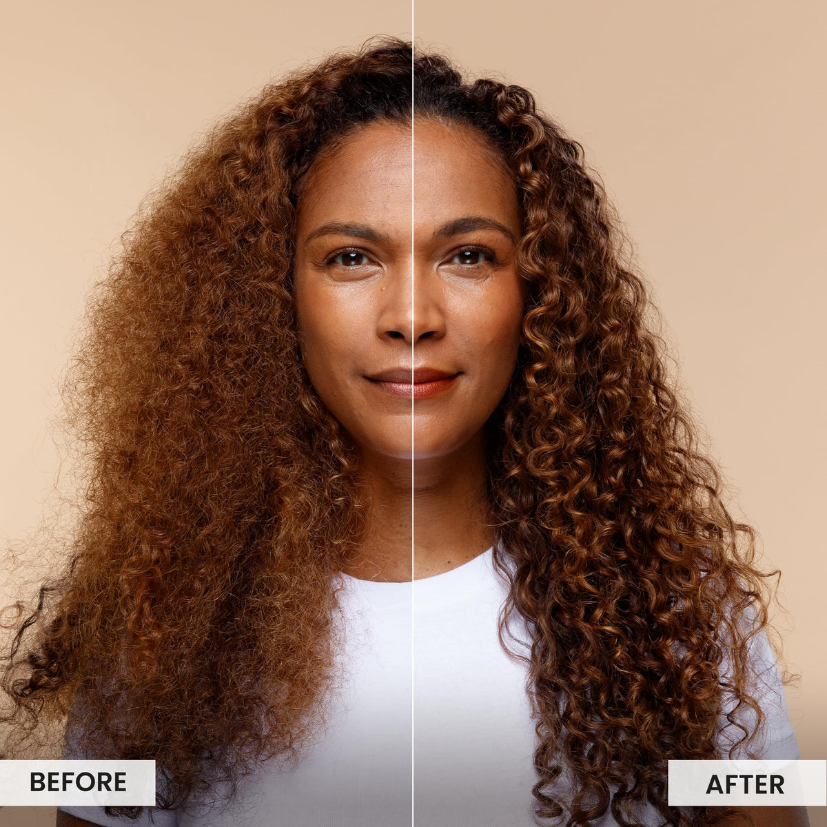 CURLSMITH foam in hand being applied to hair for customized control