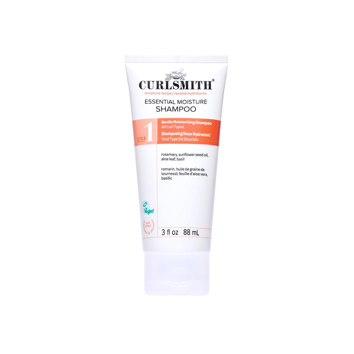 CURLSMITH front bottle view showing clean design and moisturizing benefit