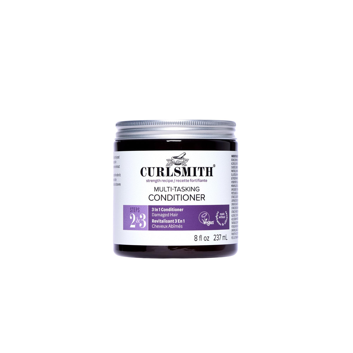 CURLSMITH front view of 8 oz bottle showing product packaging and brand benefit