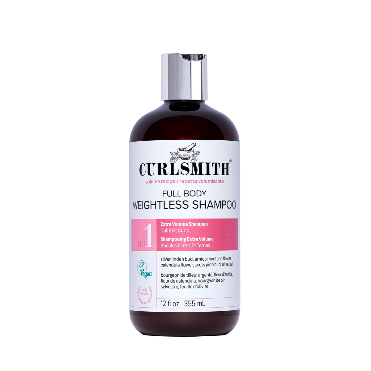 CURLSMITH bottle front view showing volumizing shampoo and benefits