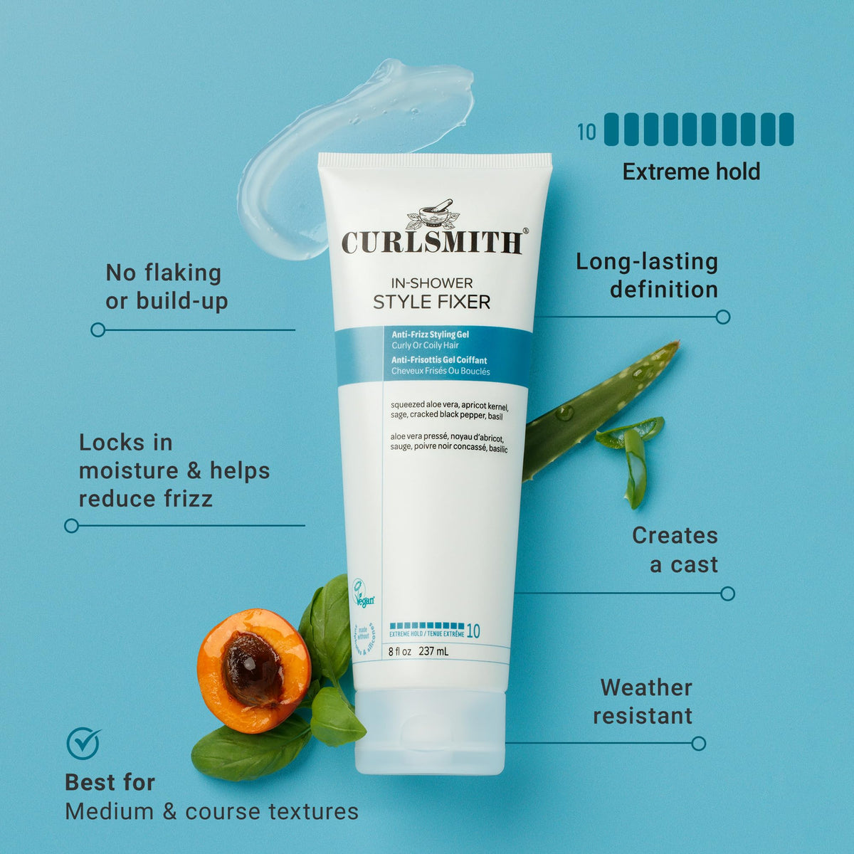 CURLSMITH gel texture close-up illustrating smooth spreadability and control