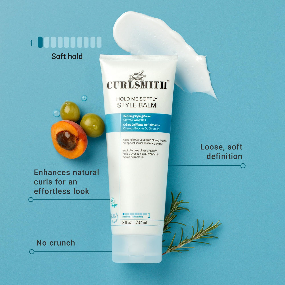 CURLSMITH silky cream texture close-up showing smooth application benefit