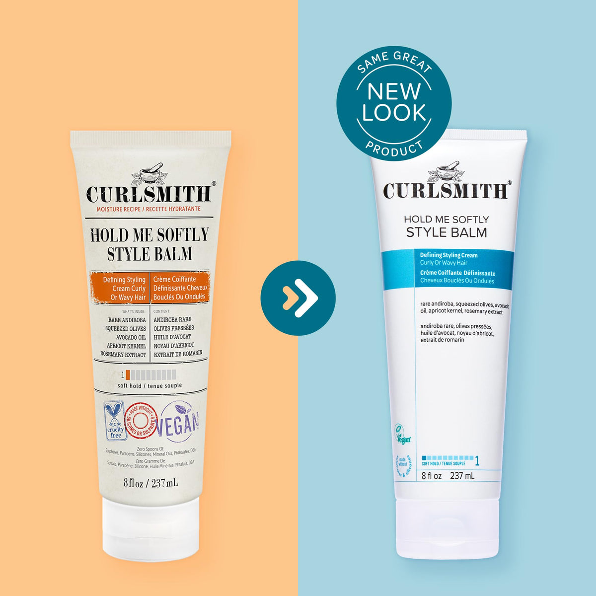 CURLSMITH layered with a strong-hold gel showing customizable hold benefit