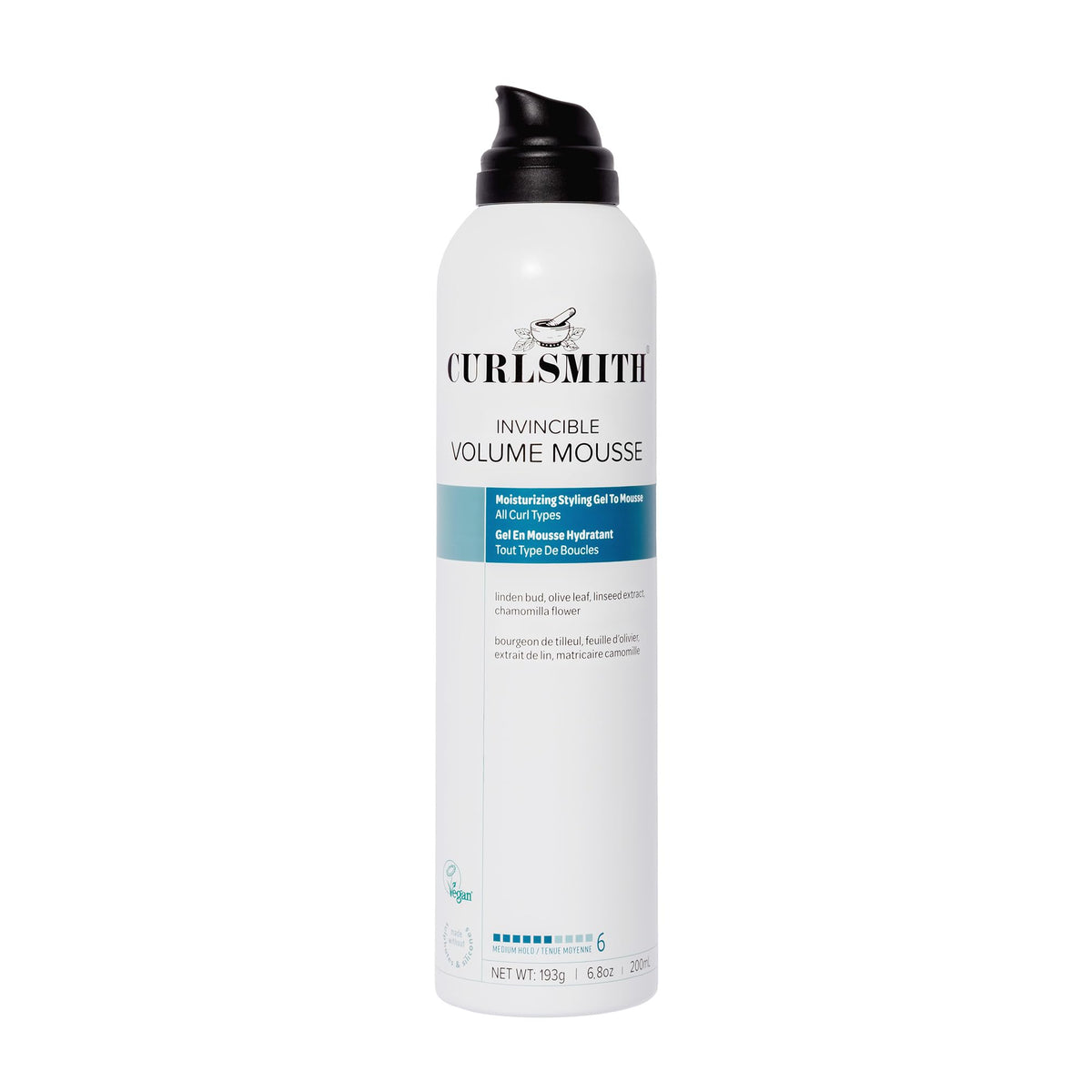 CURLSMITH front packaging shows volume mousse and product benefits